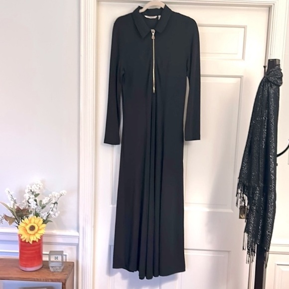 Tailored Fit Maxi Dress Long Sleeves Pockets Zipper Medium Petite Long - Picture 1 of 12
